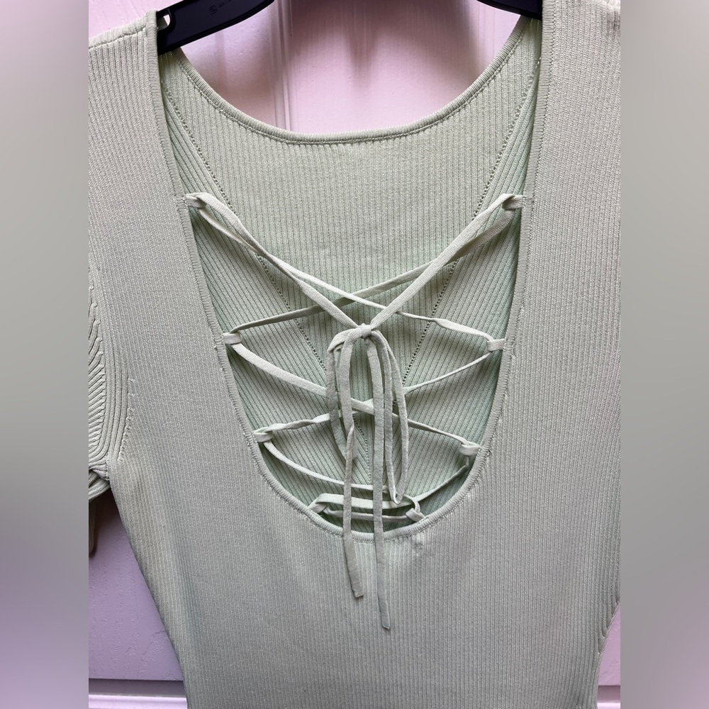 💚 NWT! MAJE Pistachio Green Ribbed Dress - Picture 7 of 11